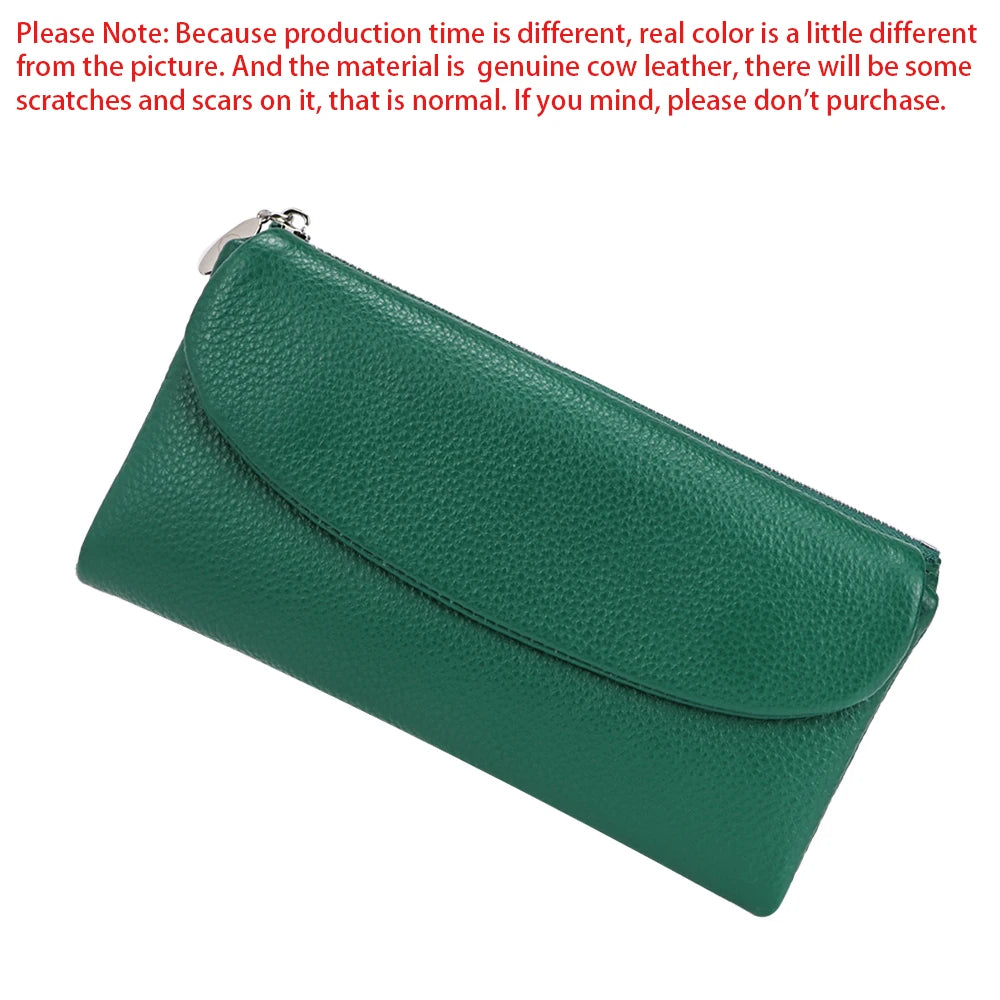 Royal Bagger Long Wallets for Women Genuine Cow Leather Fashion Clutch Coin Purse Card Holder Simple Solid Color Money Clips1489