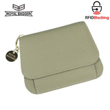 Royal Bagger RFID Short Wallets for Women Genuine Cow Leather Fashion Card Holder with Key Ring Holders Clutch Slim Coin Purse